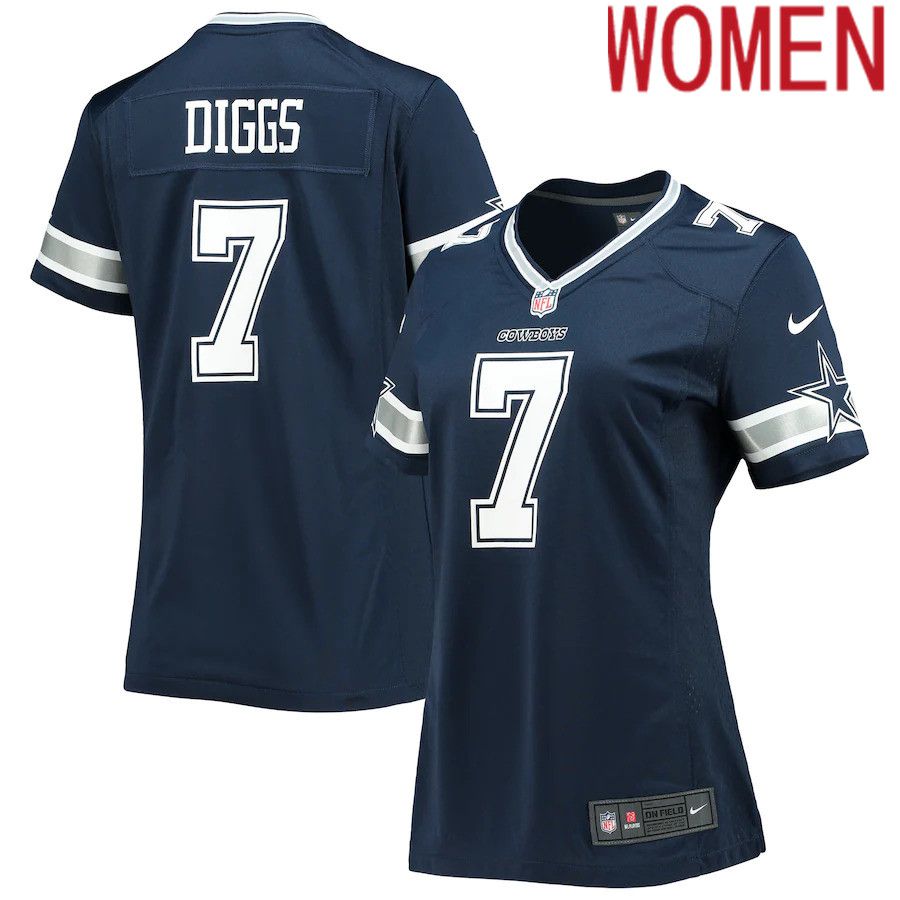 Women Dallas Cowboys #7 Trevon Diggs Nike Navy Game NFL Jersey